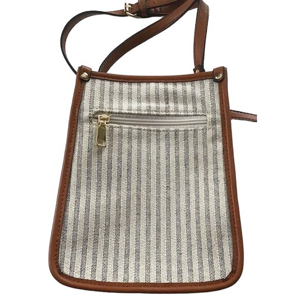 Simply Noelle Crossbody Bag Shoulder Purse Whiskey Blue Stripes Faux Leather NEW - Picture 3 of 6